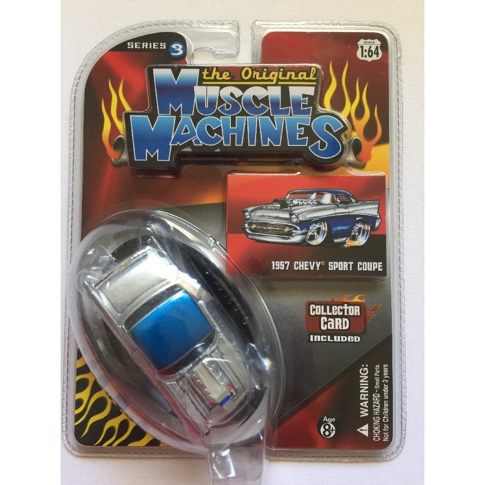 The Original Muscle Machines Series 3 1957 '57 Chevy‎ Sport Coupe Silver Diecast